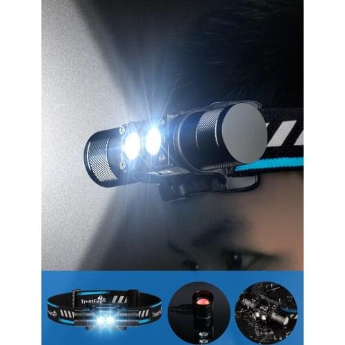 Trustfire H5R Led Headlamp 18650 battery USB Rechargeable Headlight 600lm Dual Head Flashlight Lantern For Fishing Hunting Camp