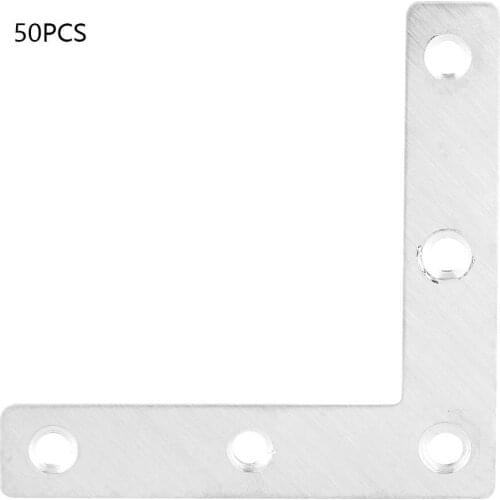 50Pcs 80mm Stainless Steel L-Shaped Corner Plate Connector Furniture Fittings Board Support Connector Right Angle Corner Bracket