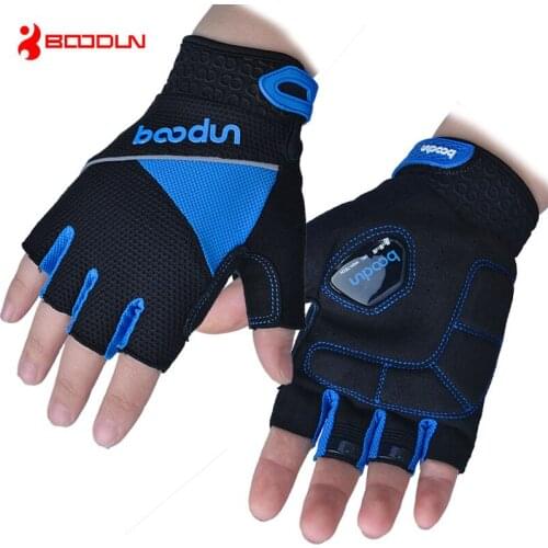Boodun Half Finger Bike Gloves Men Women Sports Shockproof Bicycle Gloves with Reflective Strip Guantes Ciclismo Cycling Mittens