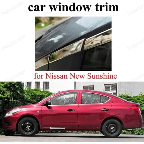 Exterior Car Accessoires Stainless Steel Window Trim car Styling decoration strip For N-issan New Sunshine