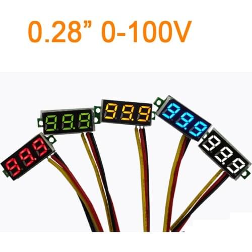 0.28" DC 0-100V Voltmeter red led Digital Display Voltage VOLT METER 12V 24V