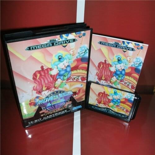 Woner Boy 3 EU Cover with box and manual For Sega Megadrive Genesis Video Game Console 16 bit card