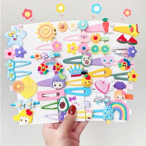 10 PCS Girls Cute Cartoon Ice Cream Fruits Hairpins 2021 Children Sweet Barrettes Hair Clips Headband Fashion Hair Accessories