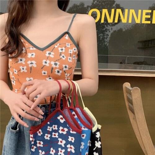 2021 Summer Halter Fashion Sexy Floral Camisole Short Top Womens Casual Vest Sleeveless Cool Street Club High Street