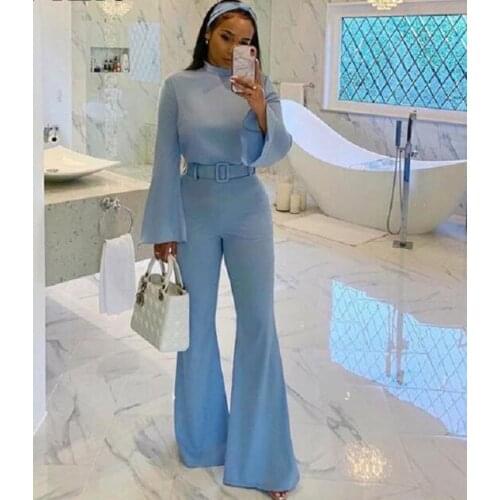 Turtleneck Full Sleeve High Waist Full Sleeve Knitted Sexy Bodycon Lucky Label Jumpsuit Women Overall Long Sleeve Skinny