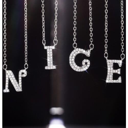 Huitan Creative Capital Letter Necklace for Women A-Z Name Pendant with Shiny Cubic Zirconia Fashion Wedding Jewelry Drop Ship