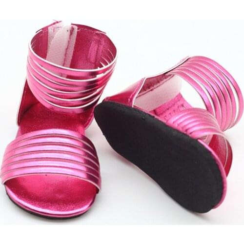 1Pair Rose Doll Shoes for 18 Inch Girl Doll and 43cm Baby Doll Sandals Summer Shoes Accessories Toys 7cm