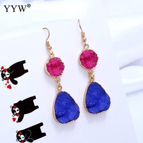 1pair Unique Irregular Ice Quartz Druzy Earring For Women Agat Drusy Stone Statement Earring Ear Jewelry Pendientes Mujer Moda