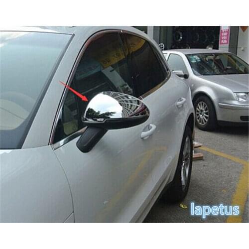 Lapetus Exterior Chrome Side Door Rearview Mirror Protection Decoration Frame Cover Trim 2 Pcs Fit For Porsche Macan 2014 - 2017