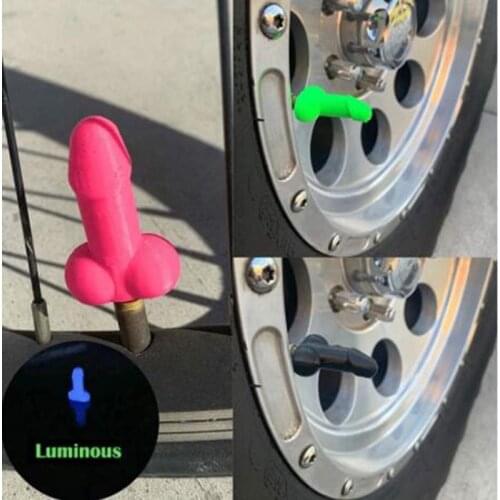 4pcs Car penis air cap bicycle valve cap spoof tire valve cap penis shape Fluorescent air cap car Accessories