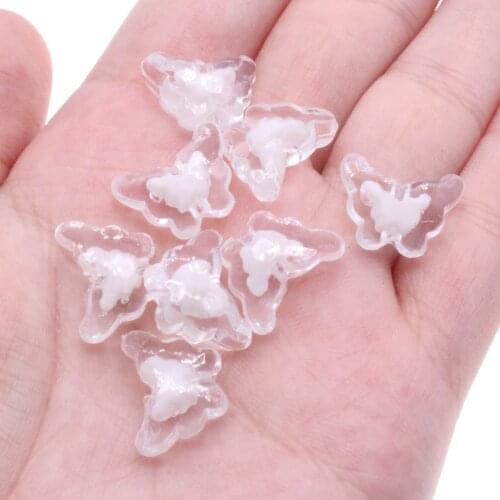 CHONGAI 50Pcs Fashion Butterfly shape Transparent White Beads For Jewelry Making DIY Beads Accessories 11*15mm