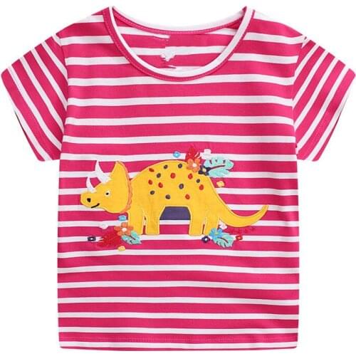Bambino 2-7Years Little Boys Tees Baby Striped Costume 100% Cotton New Summer2021 Children Tops Dinosaur T-shirt School Clothes