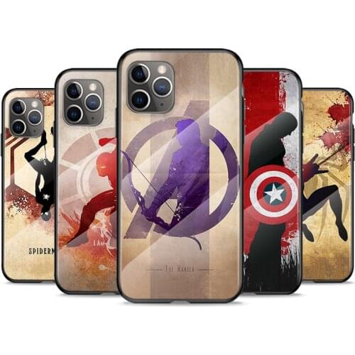 Avenger Marvel Superhero For Apple iPhone 12 11 8 7 6 6S XS XR SE X 2020 Pro Max Mini Plus Tempered Glass Phone Case