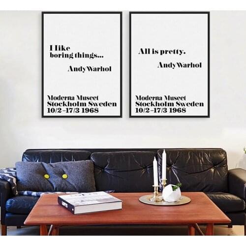 Black White Minimalist Inspirational Andy Warhol Quotes Posters Prints Pop Nordic Wall Arts Pictures Canvas Painting Home Decor