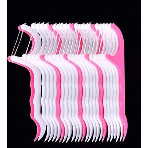 Dual Purpose 100pcs/Lot Disposable Dental Flosser Interdental Brush Teeth Stick Toothpicks For Floss Pick Oral Gum Cleaning Care