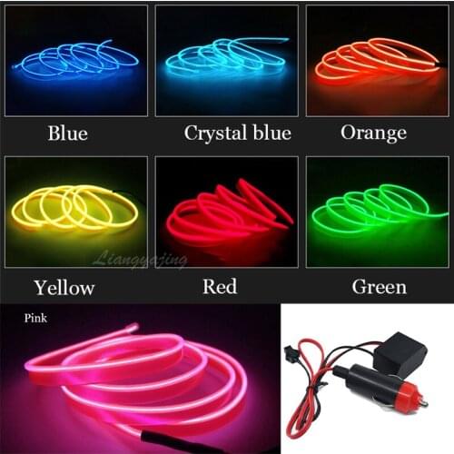 5Meters Car Interior Ambient Light Cold Light Line Atmosphere Lamps Decorative Flexible Moulding Trim Strips 12V