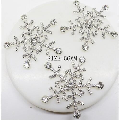 HOT 3pcs/lot 56mm Rhinestone Snowflake Button Beautiful DIY Diamond Buttons for Christmas Decoration& Wedding Dress Accessories