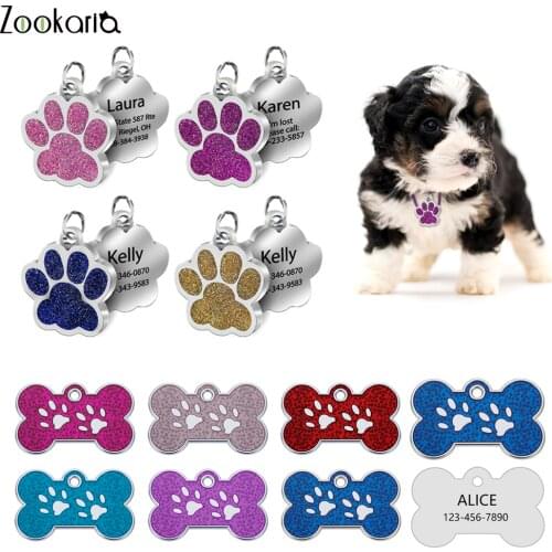 Anti-lost Custom Dog ID Tag Engraved Pet Dog Collar Accessories Personalized Cat Puppy ID Tag Stainless Steel Paw Name Tags