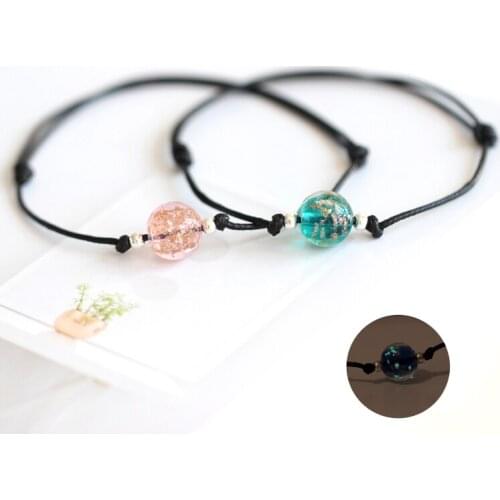 Summer Style Simple Handmade Rope Colorful Bracelet Girls Night Fluorescent Glaze Valentines Day Gift Women Beautiful Jewelry