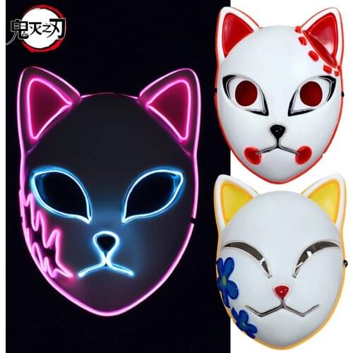 Demon Slayer Mask Led Cosplay Prop Kamado Tanjirou Sabito Makomo Anime Accessories Masks
