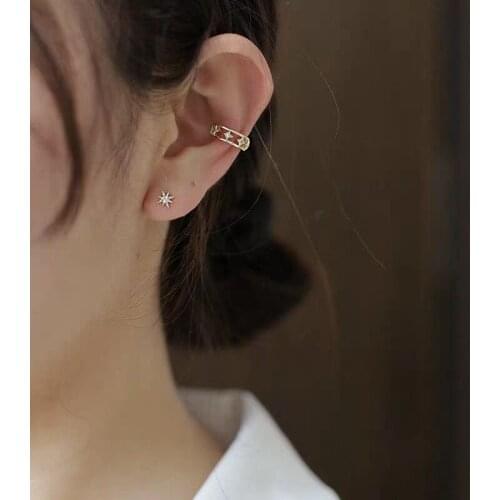Cute Mini No Piecing Earring Clip 1 Pcs Small Lucky Stars CZ Cuff Earring for Women Girls Children Party Daily Ears Clip Jewelry