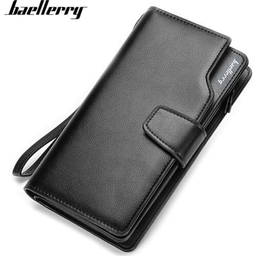 Baellerry Many Department Mens Wallet Brand Designer Wristband Leather Male Long Purse Card Holder Fashion Clutch Wallets Man
