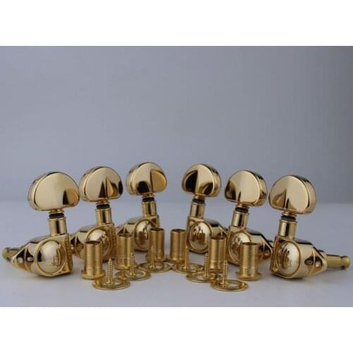 Guyker Guitar Machine Heads 3R3L 1:21 Sealed Tuners Tuning Key Pegs with Big handle Gold