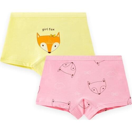 OMGosh 2pcs 100% Cotton Girls Underwear Pink Cute Boxers Girls Underpants Bottoms Girls Clothes for 3 4 6 8 10 12 Years Old