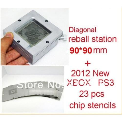 New 2013 Free shipping 90mm Diagonal Reball Station with 23pcs 90x90mm XBOX PS3 stencils BGA reballing tools kit