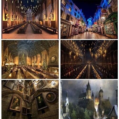 New Dinning Hall Photogaphy Background Children Kids Magic School Birthday Photocall Booth Banner Photo Backdrop