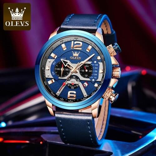 OLEVS Men's Watch With Leather Strap China