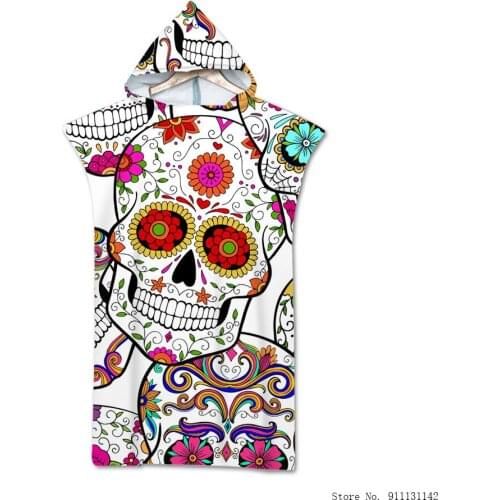 Retro Indian Skull Flower Double-sided Print Microfiber Fabric Beach Towel Adult Men and Women Swimming Pool Gym Bathrobe