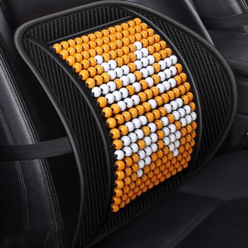 Wood Beads Car Chair Back Support Massage Cushion Mesh Relief Lumbar Brace Office Home Cushion Seat Chair Lumbar Back Support