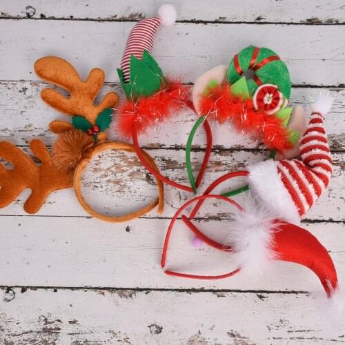 New Christmas Headband Santa Hat Hairband Kids Christmas Gift Adult Santa Headbands New Year Party Costume Hair Accessories