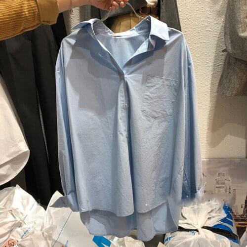 Solid All Match Women Shirts Turn-Down Collar Summer New 2021 Loose Elegant Long-Sleeved Office Lady Outwear Tops