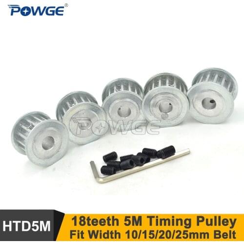 POWGE 18 Teeth 5M Synchronous Pulley Bore 5-12mm Fit W=15/20/25mm 18T 18Teeth HTD 5M Timing Belt Pulley AF