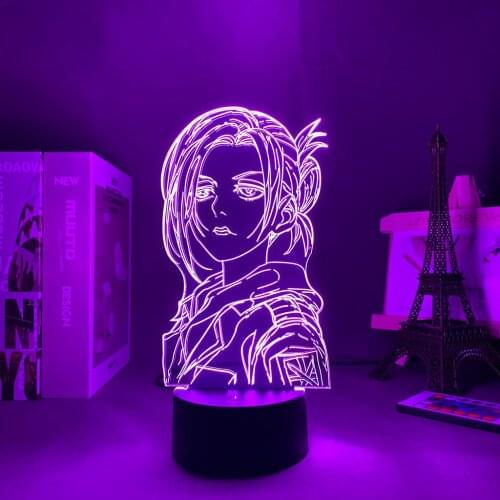 Led Panel Lights 3D Lamp Anime Light Attack on Titan Annie Leonhart Valentines Day Gift Night Light For Children