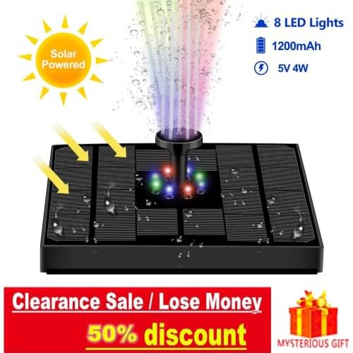 LED Solar Fountain Pump 5V/4W Portable Floating Solar Powered Water Fountain Pump for Birdbath Backyard Pond Pool Garden Decor