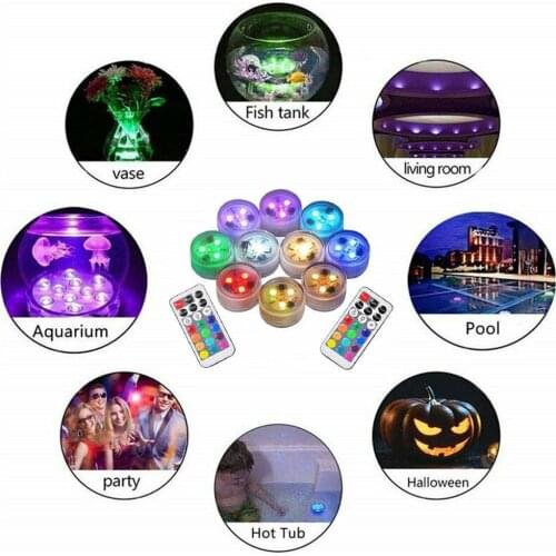 Waterproof LED Diamond Night Light Knob Luminous Diving Light Fish Swimming 2 Light Tank RGB Control Pool Decorative Remote Z8L9
