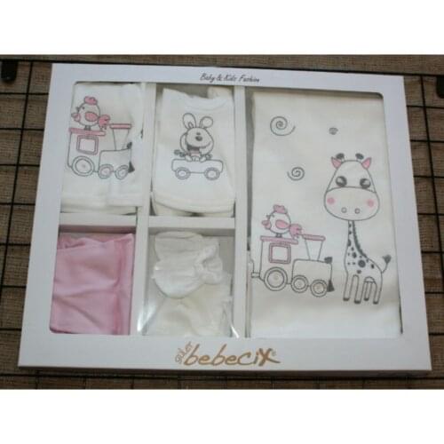 100 Cotton Giraffe Embroidered Girl Baby 10'lu Baby Hospital Output The Zibin Set Soft 100% Cotton Gift Layette Baby set 0-3 Month