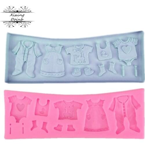 3D baby clothing shower DIY silicone mold soft candy kitchen cake decoration mold chocolate baking tool
