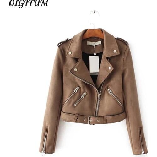 Women Motorcycle Cool Jacket 2019 Fashion New Slim Wild Jacket Matte Zipper With Belt Coat Suede Jacket Short Womens Outwear