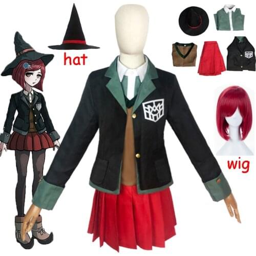 New Danganronpa 3 Yumeno Himiko Cosplay Costume School Girl Uniform Women Outfit Halloween Skirt Suit Jacket Shirt Vest Hat Wig