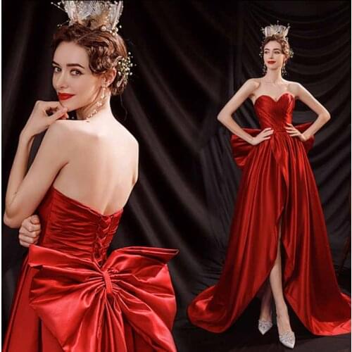 Customized Red Off Shoulder Party Dress Wedding Bridal Tailing Dress Red Carpet Evening Formal Dress For Women Plus Size 6XL 5XL