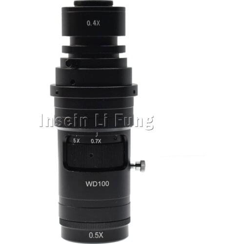 10X-200X Adjustable Magnification 25mm Zoom C-mount Lens 0.7X~5X For Video Microscope Camera Working Distance 100mm-300mm