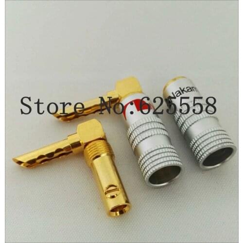 12x Gold Plated L-Type 90 Degree BFA Banana Connectors Plug Screw Lock Cable Wire