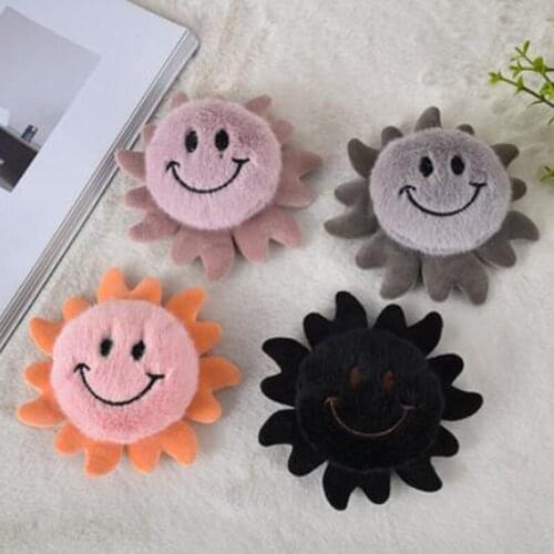 5pcs/lot Kawaii Plush Fabric Patches Furry Smiley Face Sun Flower Accessories Clothing Gloves Accessories DIY Handmade Patch