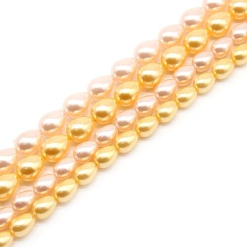AAA 100% Real Natural Freshwater Pearl Pink & Gold Rice Shape Pearl Beads For Jewelry Making DIY Bracelet Necklace 6-10mm