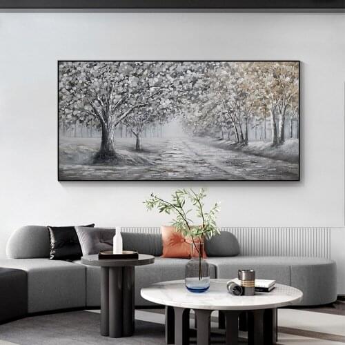 Abstract Yellow Trees Oil Painting Printed On Canvas Nordic Plant Wall Art Picture Poster And Prints For Living Room Home Decor