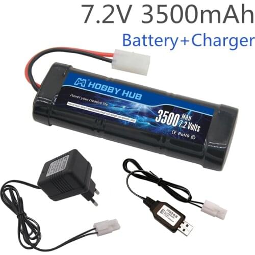 High Capacity 7.2V 5000mAh Ni-MH Battery Pack with Tamiya Plug With 7.2v Charger and SC*6 Cells Battery for RC Control Car Toys